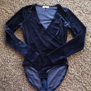Blue Velvet Long Sleeve Bodysuit
